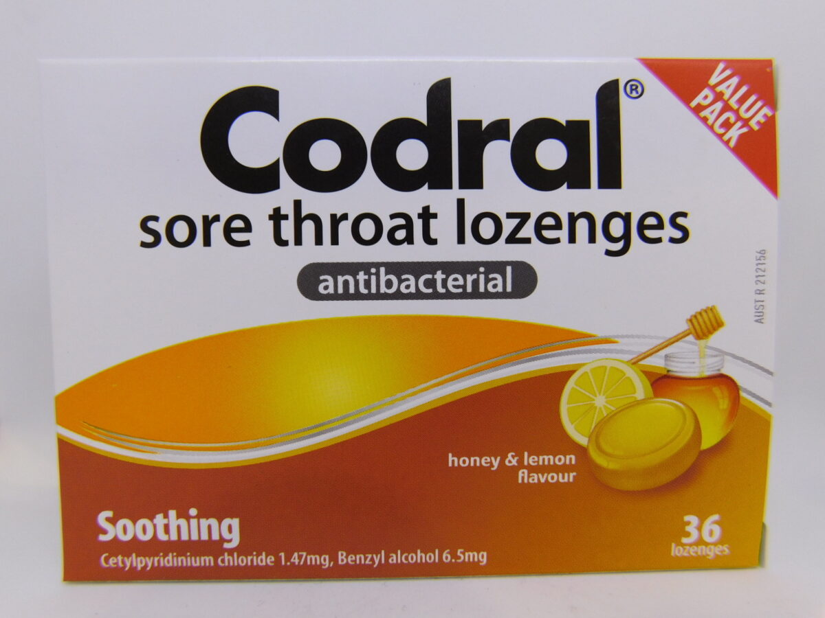 Codral Sore Throat Antibacterial Honey Lemon Lozenges 36
