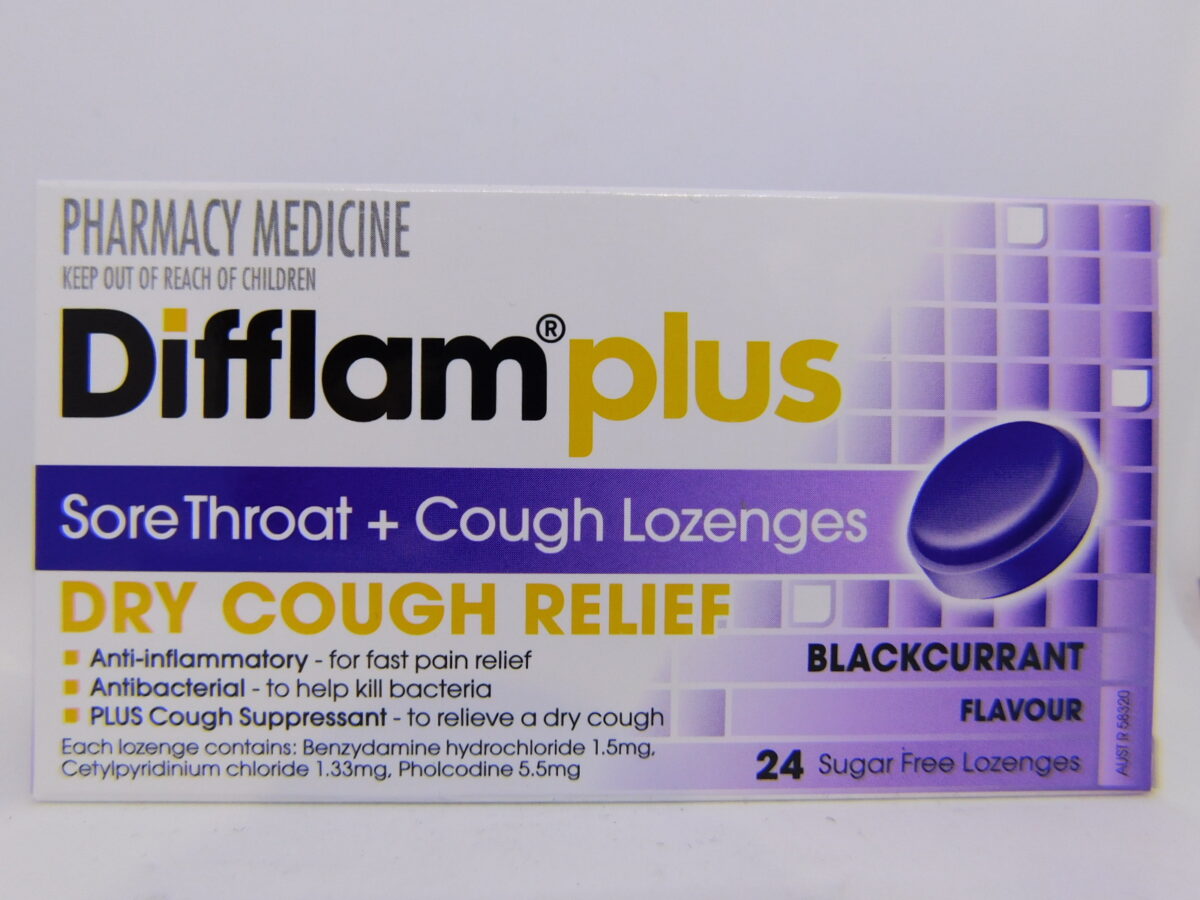 Diflam Plus Dry Cough Blachcurrant Lozenges 24